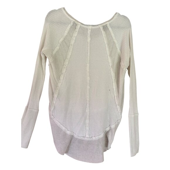 Free People We The Free Catalina Thermal Light V-Neck Shirt Oatmeal Womens S - Picture 3 of 11